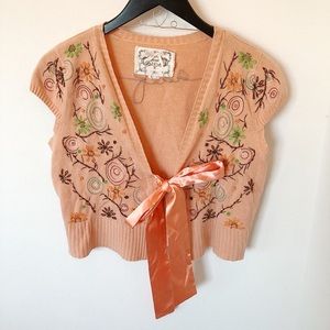 Orange embroidered top